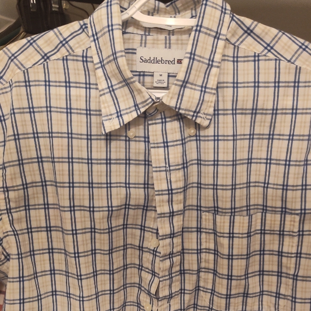 Saddlebred Blue and White Casual Button Down Shirt
